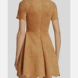 Aqua suede Elegant Tan Scalloped Dress